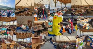 collage of yard sale photos